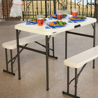 Folding Table Lifetime Cream 106,5 x 73,5 x 61 cm Steel Plastic