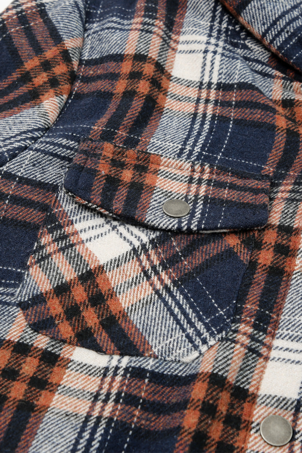 Blue Plaid Pattern Sherpa Lined Hooded Shacket