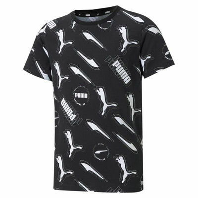 Child's Short Sleeve T-Shirt Puma AOP Black