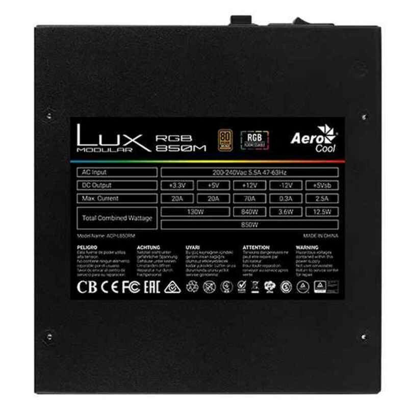 Fonte de Alimentação Aerocool LUX850 Preto 850 W 840 W