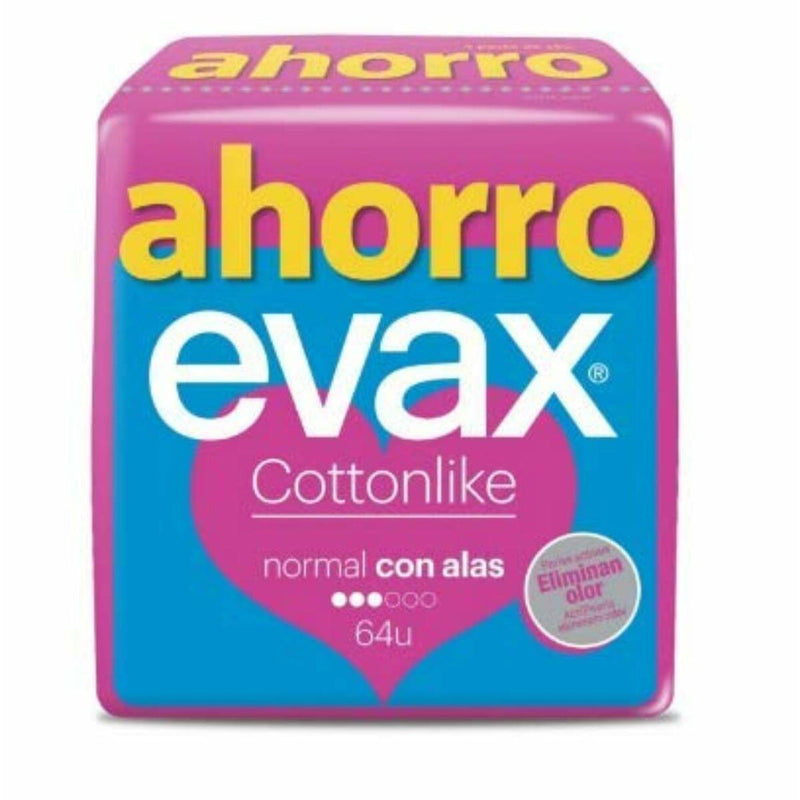 Compresses Normales avec Ailes Evax Cottonlike 64 Unités