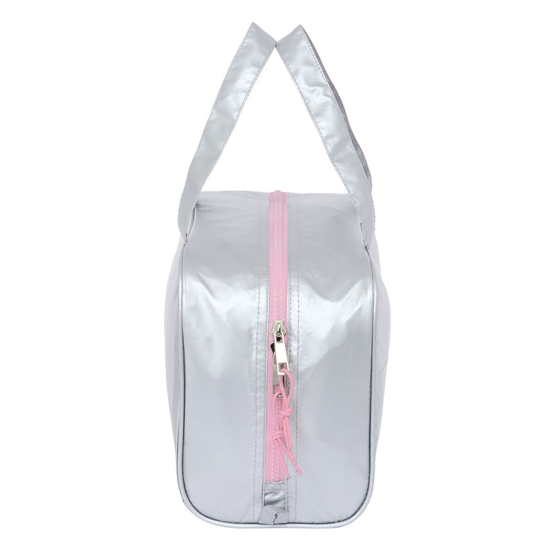 Nécessaire Escolar Benetton Silver Acolchoado Prateado 31 x 14 x 19 cm