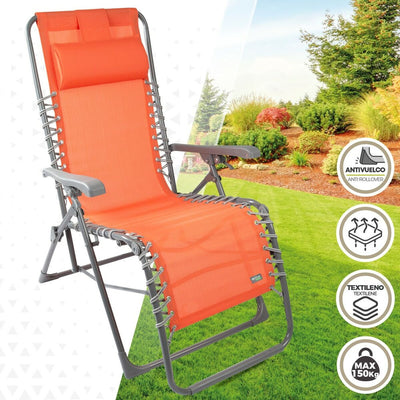 Chaise longue Aktive Textilène Orange 160 x 76 x 52 cm