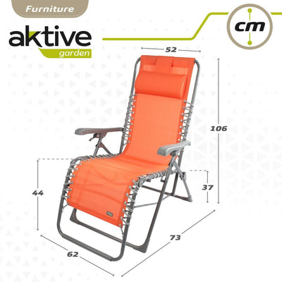 Chaise longue Aktive Textilène Orange 160 x 76 x 52 cm