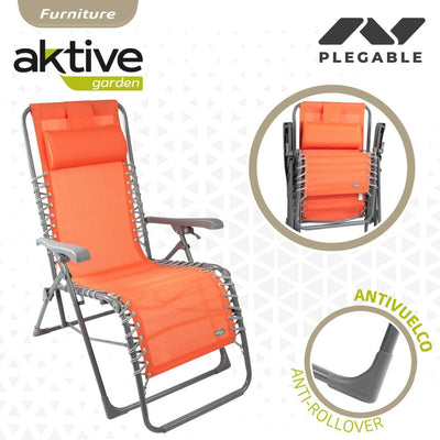 Chaise longue Aktive Textilène Orange 160 x 76 x 52 cm