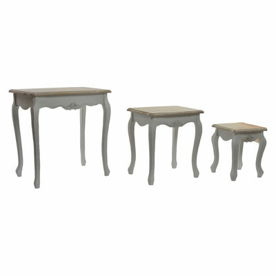 Jogo de 3 mesas DKD Home Decor Madeira Branco (60 x 40 x 61 cm) (3 pcs)