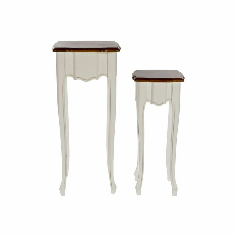 Jeu de 2 tables DKD Home Decor Blanc Marron 35 x 35 x 80 cm