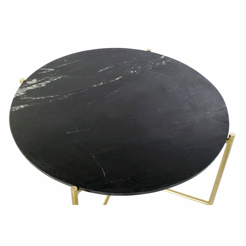 Mesa de apoio DKD Home Decor Preto Dourado Mármore Ferro (81 x 81 x 44 cm)