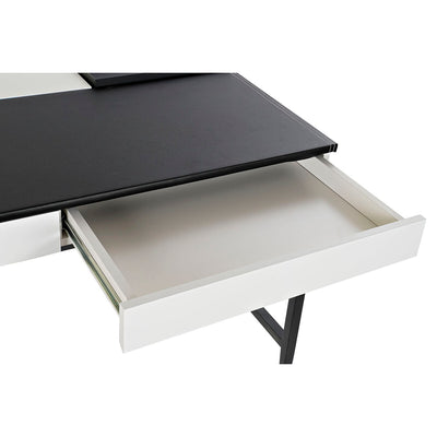 Desk DKD Home Decor Black Metal MDF White PU (110 x 55 x 76 cm)