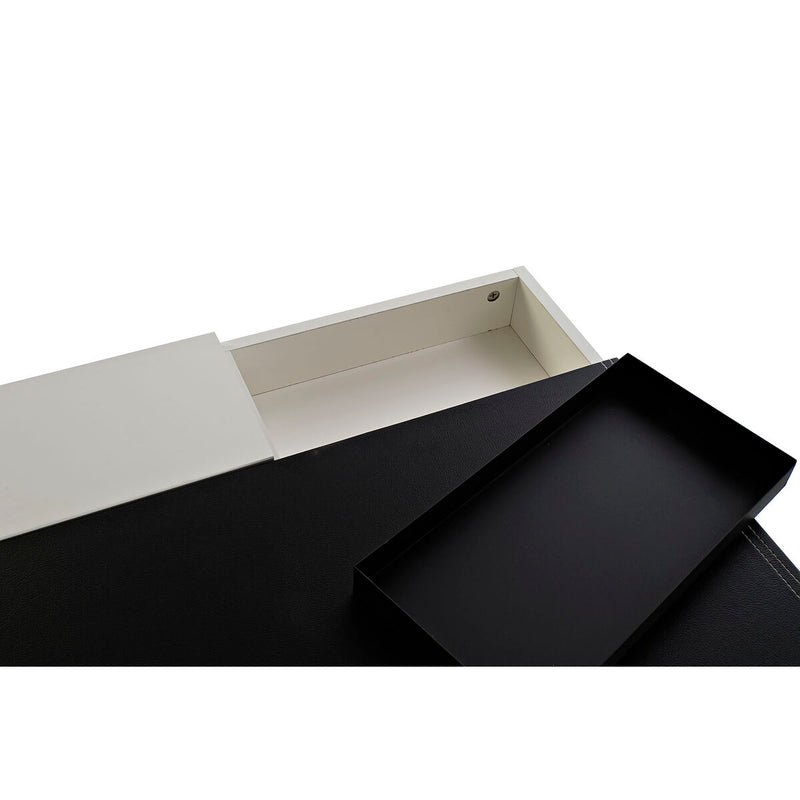 Desk DKD Home Decor Black Metal MDF White PU (110 x 55 x 76 cm)