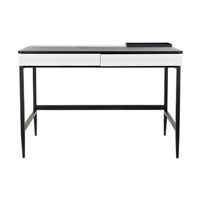 Desk DKD Home Decor Black Metal MDF White PU (110 x 55 x 76 cm)