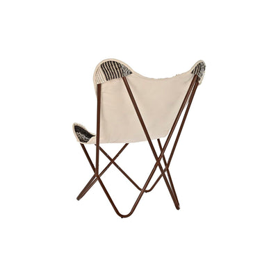 Chaise de jardin DKD Home Decor Noir Marron Coton Fer (74 x 65 x 90 cm)