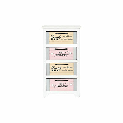 Cómoda DKD Home Decor Cinzento Bege Cor de Rosa Branco Infantil Madeira de paulónia (40 x 29 x 73,5 cm)