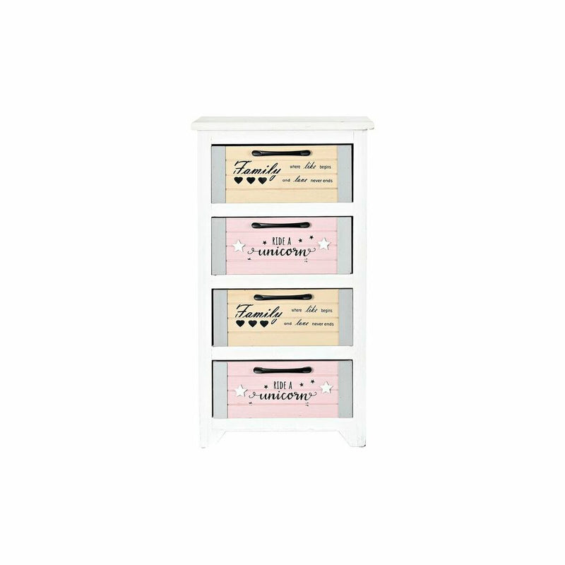 Cómoda DKD Home Decor Cinzento Bege Cor de Rosa Branco Infantil Madeira de paulónia (40 x 29 x 73,5 cm)