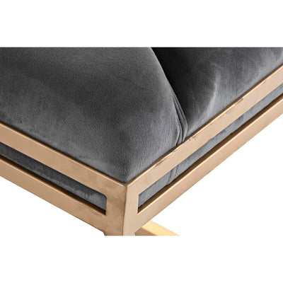 Bench DKD Home Decor   Golden Dark grey Polyester Metal 100 x 40 x 50 cm