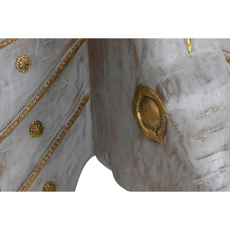 Console DKD Home Decor Elephant White Grey Golden Brass Mango wood 80 x 30 x 96 cm