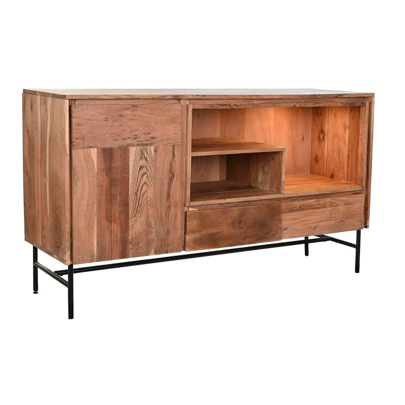 Sideboard DKD Home Decor 142 x 40 x 81 cm Black Metal Brown Acacia