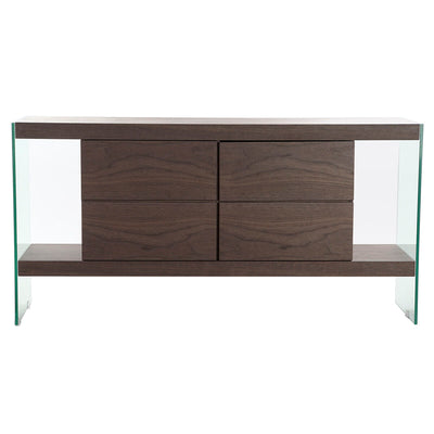 Aparador DKD Home Decor Cristal Castanho Transparente Nogueira 160 x 45 x 80 cm Madeira MDF