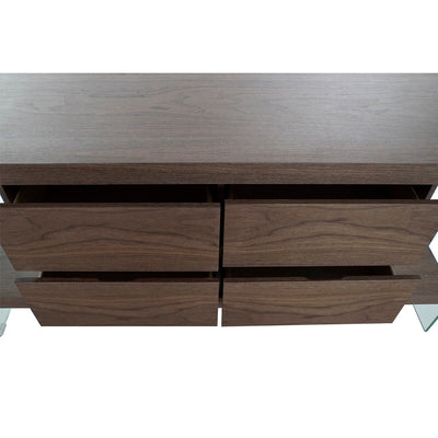 Sideboard DKD Home Decor Crystal Brown Transparent Walnut 160 x 45 x 80 cm MDF Wood