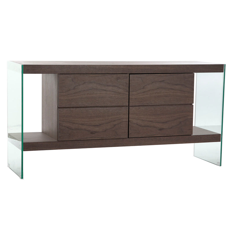 Aparador DKD Home Decor Cristal Castanho Transparente Nogueira 160 x 45 x 80 cm Madeira MDF