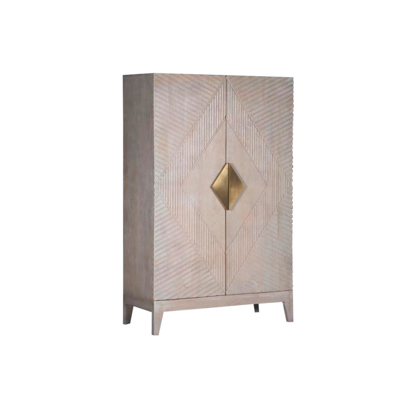 Cupboard DKD Home Decor Beige Metal Mango wood 90 x 40 x 180 cm