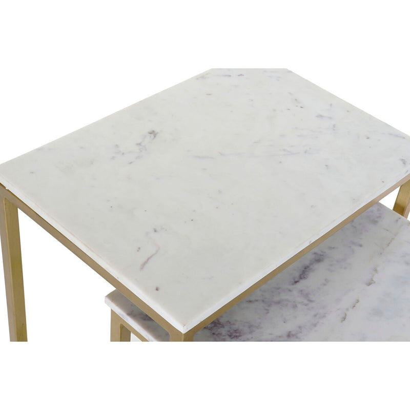 Jogo de 3 mesas DKD Home Decor Branco Dourado 50 x 35 x 60 cm