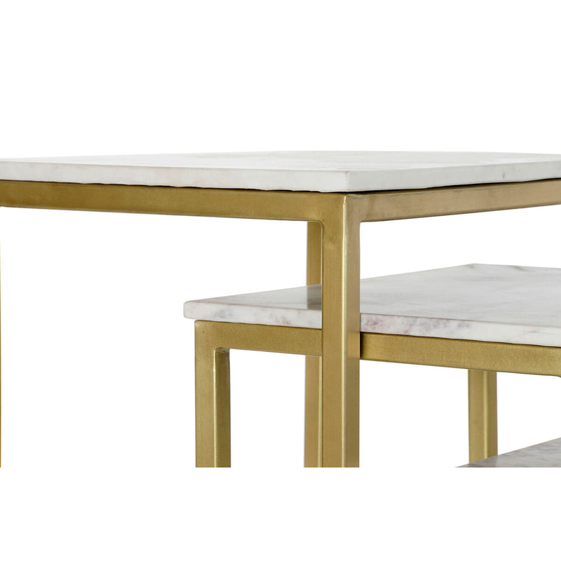 Jeu de 3 tables DKD Home Decor Blanc Doré 50 x 35 x 60 cm