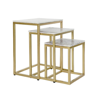 Jeu de 3 tables DKD Home Decor Blanc Doré 50 x 35 x 60 cm