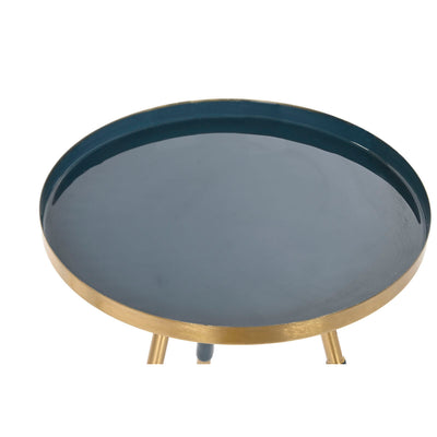 Set of 2 tables Home ESPRIT Blue Golden 41 x 41 x 51 cm