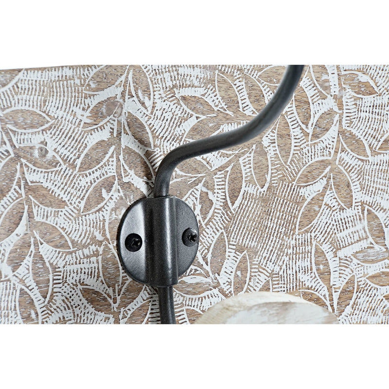 Bengaleiro de parede Home ESPRIT Branco Ferro Madeira de mangueira 76 x 14 x 21 cm