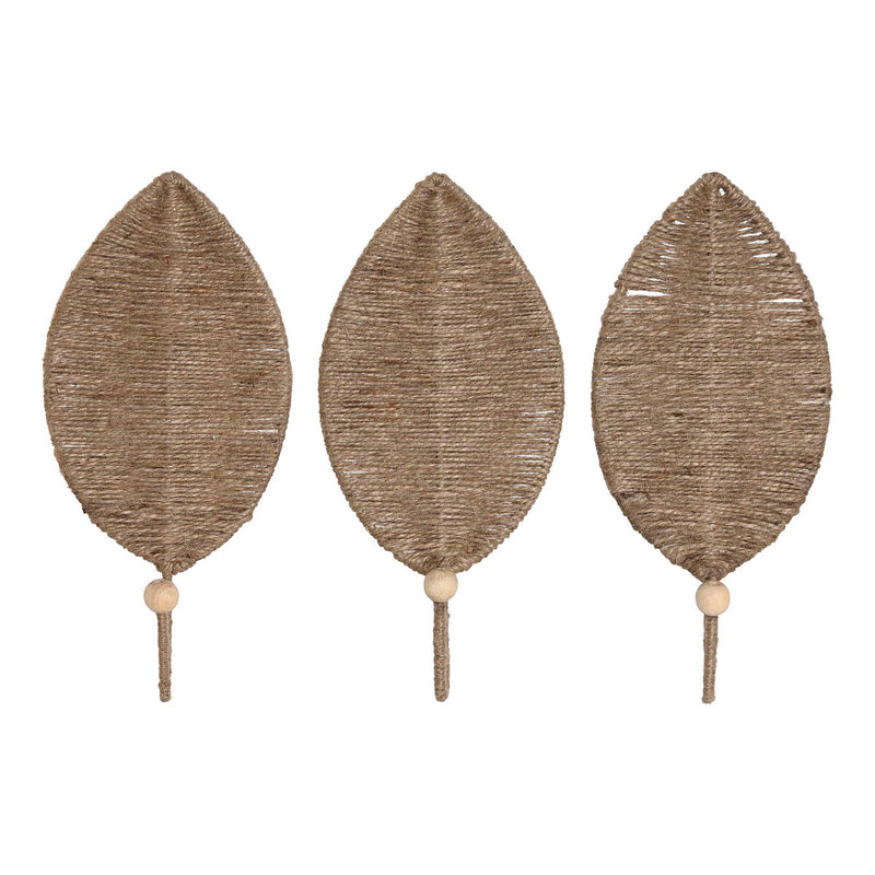 Wall mounted coat hanger Home ESPRIT Natural Jute Metal 12 x 4 x 26 cm