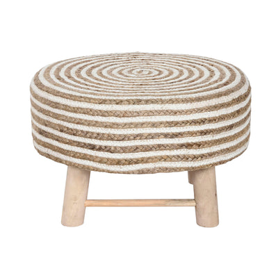 Footrest Home ESPRIT Jute Eucalyptus wood 50 x 50 x 30 cm