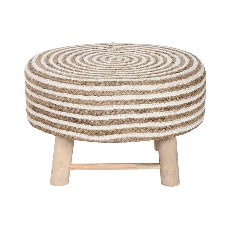 Footrest Home ESPRIT Jute Eucalyptus wood 50 x 50 x 30 cm