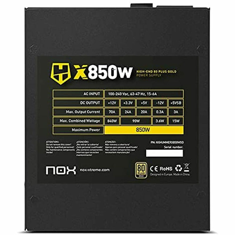 Bloc d’Alimentation Nox NXHUMMERX850WGD 850 W 840 W 90 W 80 Plus Gold ATX Noir