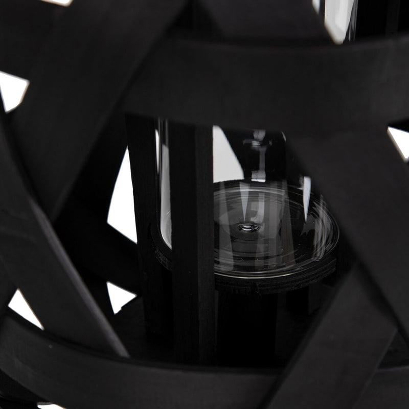 Lantern 26 x 26 x 32 cm Candleholder Black Bamboo