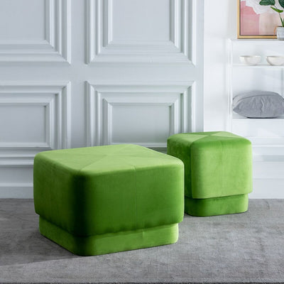 Pouf Tissu Synthétique Bois Vert 60 x 60 x 40 cm