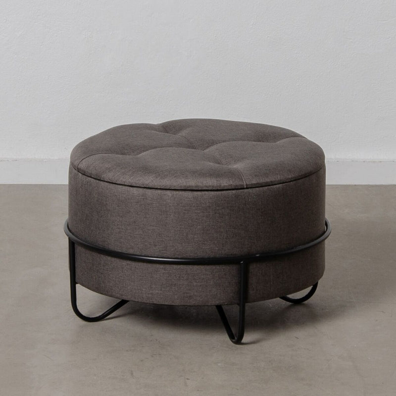 Pouffe 63 x 63 x 41 cm Synthetic Fabric Metal Dark grey