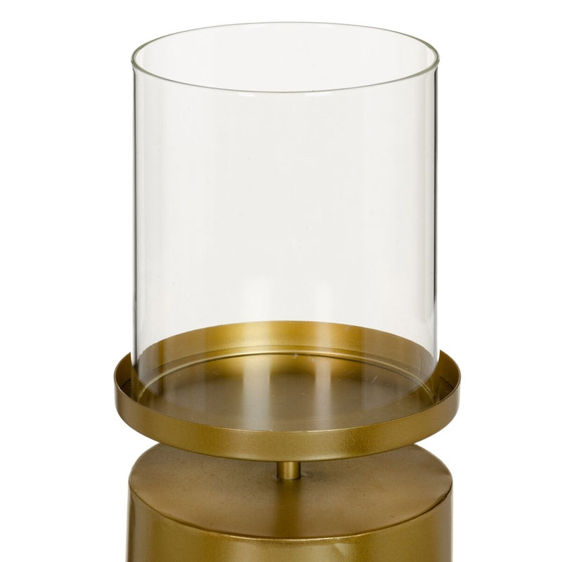 Candleholder 18,5 x 18,5 x 34 cm Crystal Golden Metal