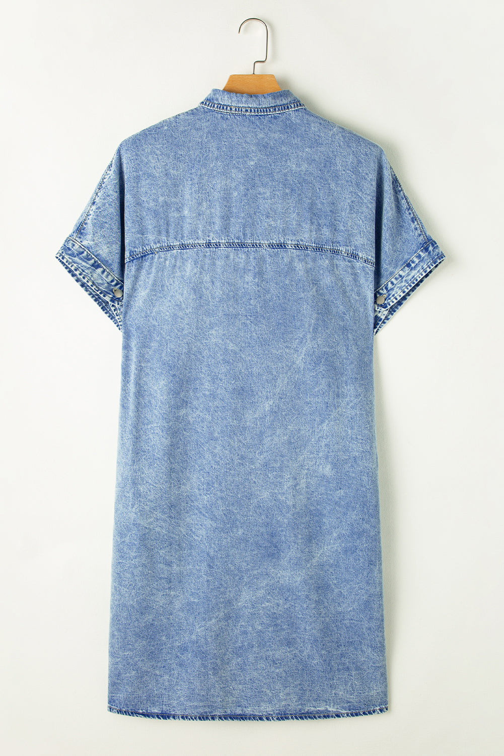 Light Blue Loose Medium Wash Short Sleeve Shirt Chambray Dress