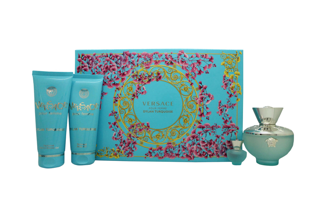 Versace Pour Femme Dylan Turquoise Gift Set 100ml EDT + 100ml Shower Gel + 100ml Body Lotion + 5ml EDT