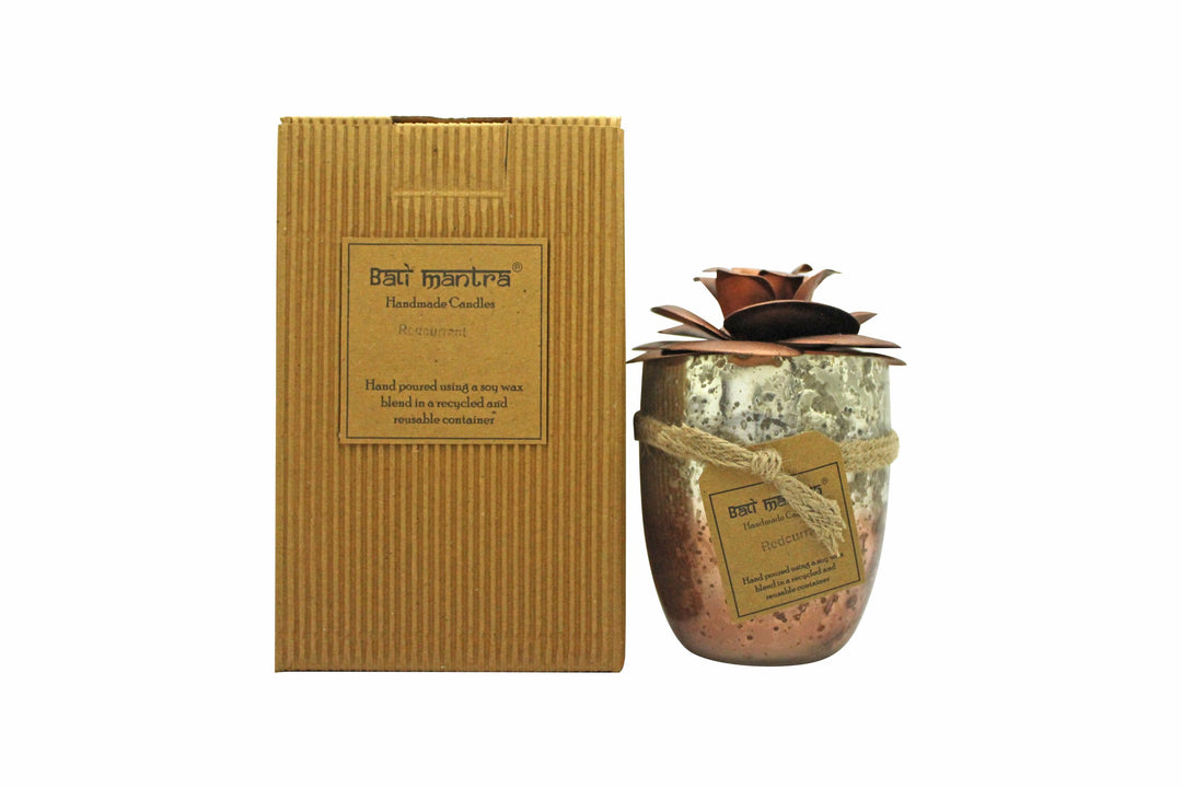 Bali Mantra Camellia Glass Copper Candle 500g - Redcurrant