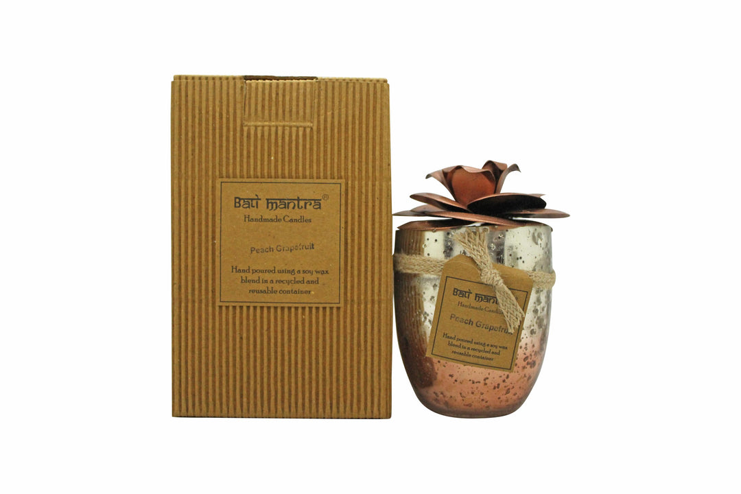 Bali Mantra Camellia Glass Candle 500g - Peach Grapefruit