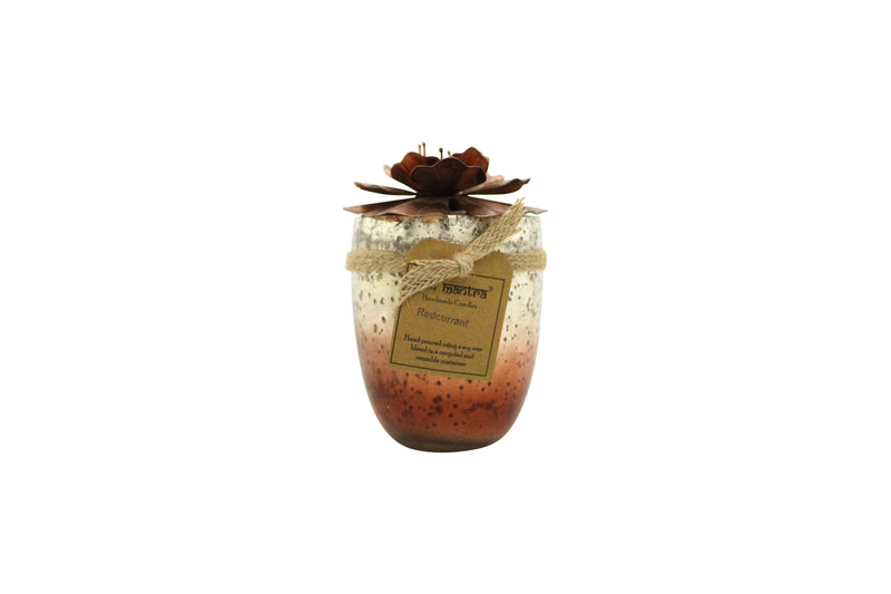 Bali Mantra Hibiscus Glass Copper Candle 500g - Redcurrant