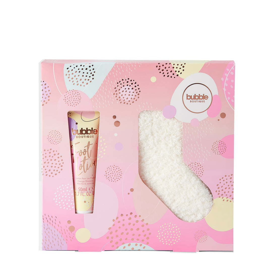 Style & Grace Bubble Boutique Sock Presentset 50ml Foot Lotion + 1 Pair Of Socks - Eco Packaging