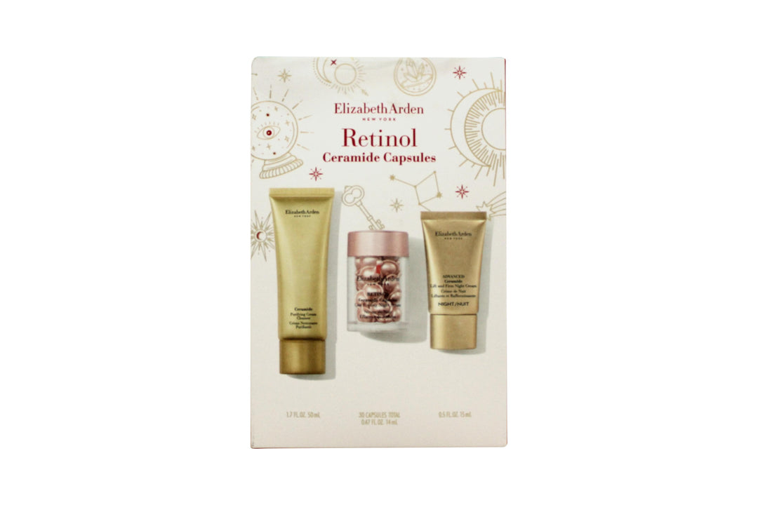 Elizabeth Arden Retinol Gift Set 30 Capsules Retinol Ceramide Serum + 50ml Ceramide Purifying Cream Cleanser + 15ml Advanced Ceramide lift & Firm Night Cream