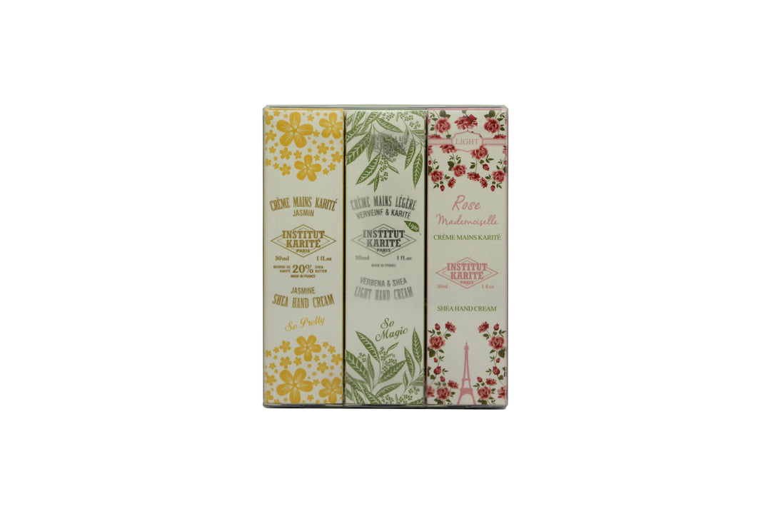 Institut Karite Paris Hand Cream Gift Set 30ml Rose Mademoiselle Hand Cream + 30ml Verbena Hand Cream + 30ml Jasmine Hand Cream