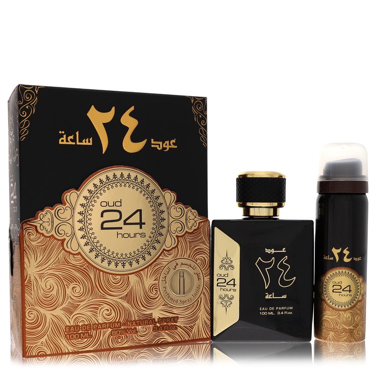 Ard Al Zaafaran Oud 24 Hours by Al Zaafaran Eau De Parfum Spray + 1.7oz Perfumed Spray (Unisex) 3.4 oz for Men
