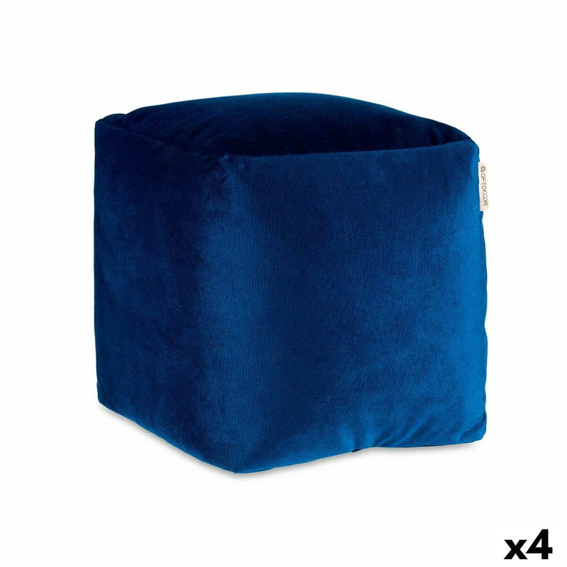 Puff Veludo Azul 30 x 30 x 30 cm (4 Unidades)