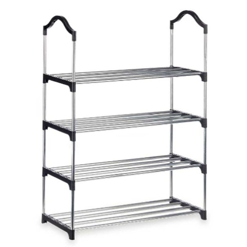 Sapateira 4 Prateleiras 76 x 26 x 58 cm Prateado Preto Metal (6 Unidades)