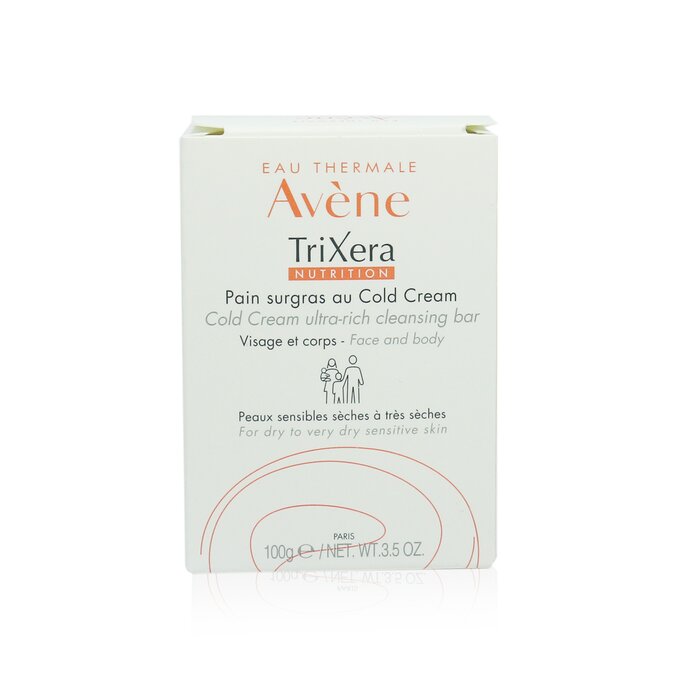 Trixera Nutrition Cold Cream Ultra-rich Face & Body Cleansing Bar - For Dry To Very Dry Sensitive Skin - 100g/3.5oz